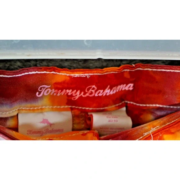 Tommy Bahama Girls 10 Artisan Hand Dyed Cutoff Shorts Red Orange Yellow Fire Gri - Picture 11 of 11